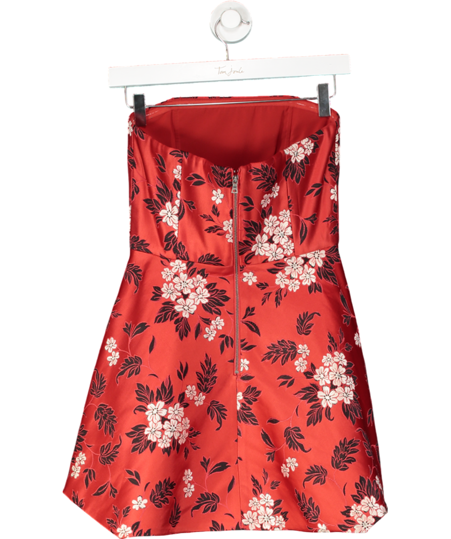 Alice & Olivia Red Floral Strapless Mini Dress UK XS