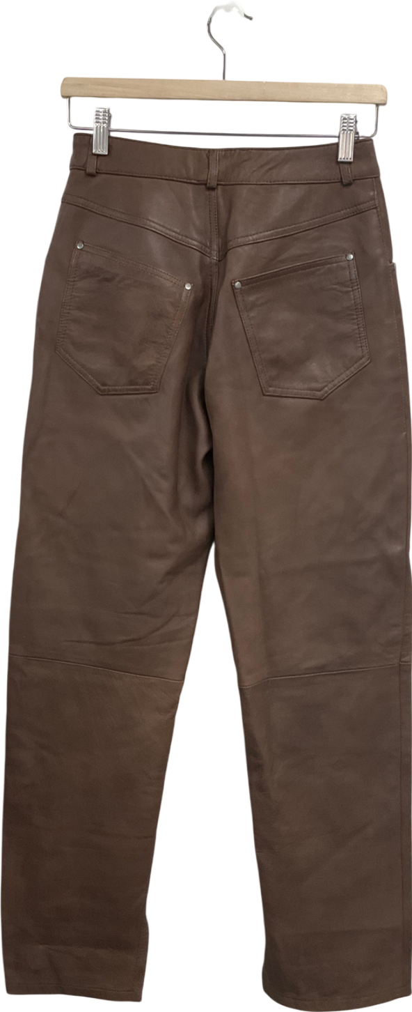 Nasty Gal Brown Faux Leather Trousers UK 6