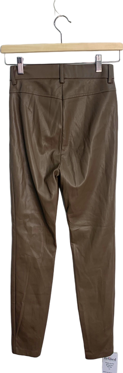 Zara Brown Leather-Look Skinny Trousers XS