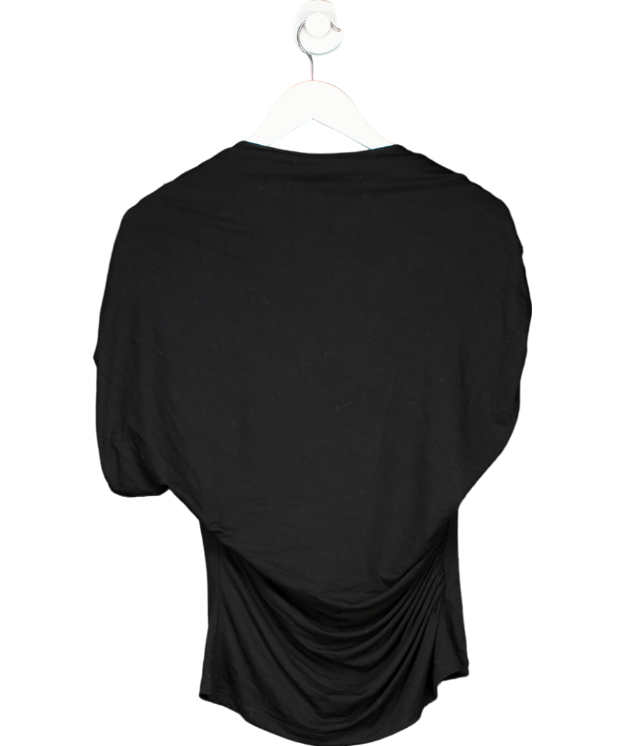 NA-KD Black Soft Line Draped Top UK S