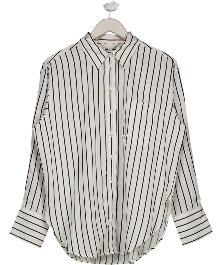H&M White Poplin Striped Shirt UK S