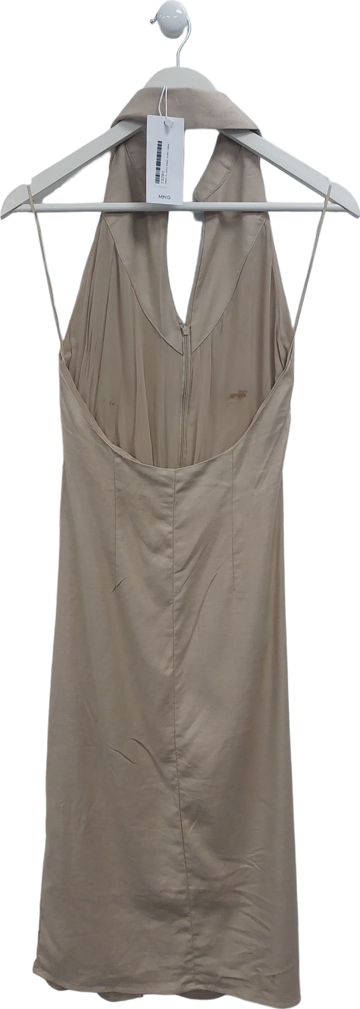 MANGO Beige Halter Neck Maxi Dress UK S