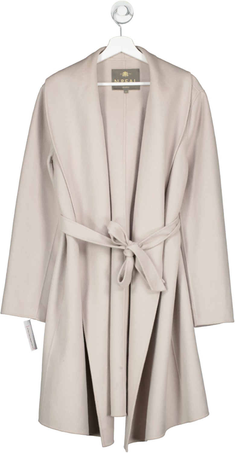 N.Peal Beige Cashmere Robe Coat UK S