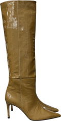 Custommade Beige Patent Leather Kitten Heel Knee Length Boots UK 6 EU 39 👠