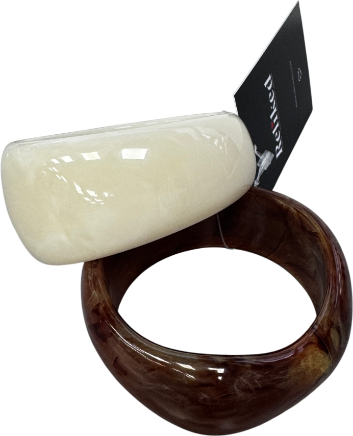 ASOS Set Of 2 Ivory / Brown Resin Chunky Bangles One Size