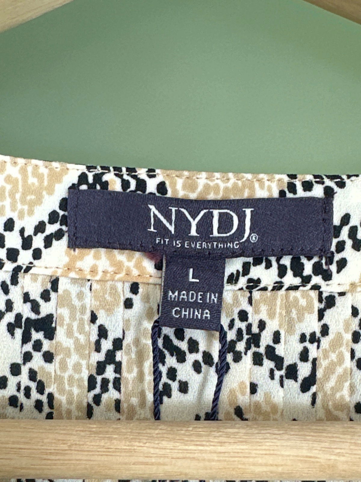 NYDJ Beige Snake Print Pintuck Blouse UK L