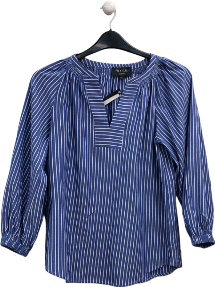 WYSE LONDON Lorelai Stripe Shirt - Blue  UK 8