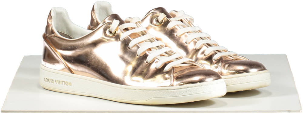 Louis Vuitton Metallic Leather Frontrow Sneakers Rose Gold UK 5 EU 38 👠