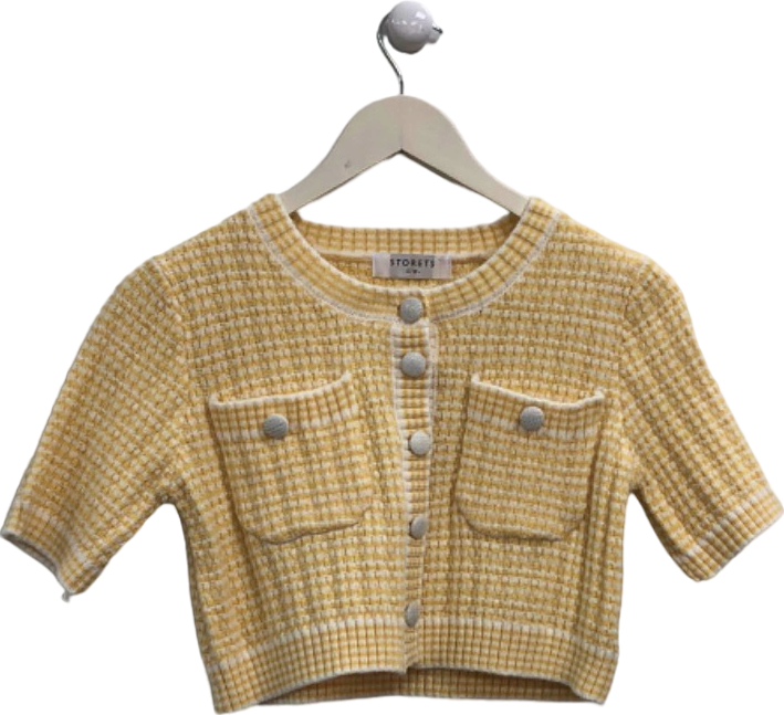Storets Yellow Tweed Button-Front Top UK S/M