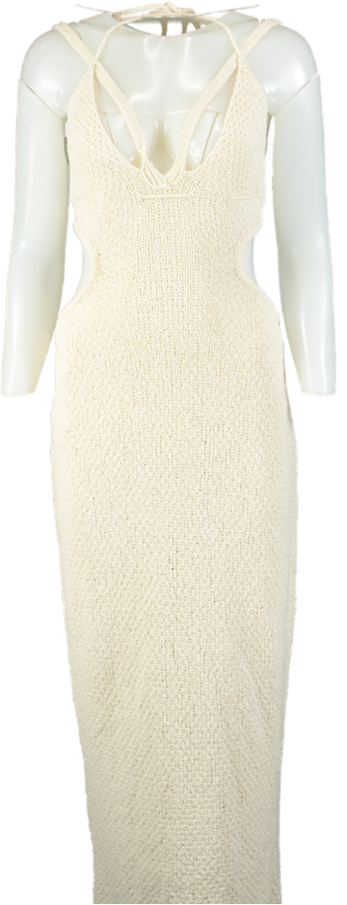 JLUX LABEL Cream Crochet Knit Midi Dress UK M