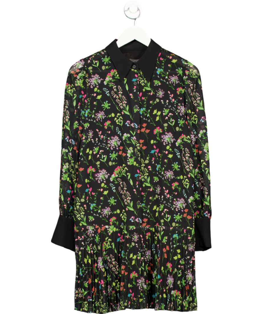 Mint Velvet Black Floral Mini Shirt Smock Dress UK M