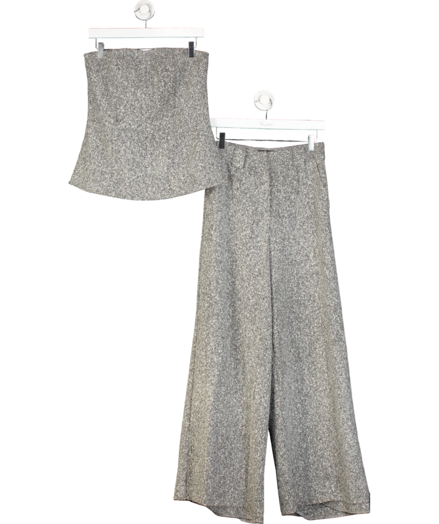 River Island 2-piece Grey Ri Studio Bandeau Top And Wide Leg Trouser Set UK 6