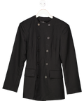 V by Very Structured Round Neck Double Breasted Blazer - Black UK 10