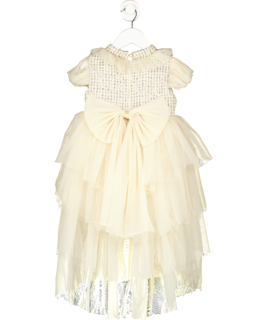 Petite Maison Kids Beige Fira Tweed And Tulle Layered Dress 4 Years