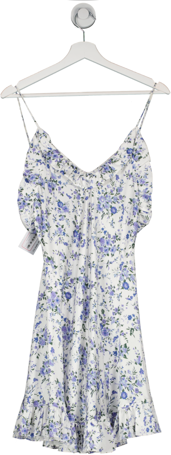 les reveries White Floral Print Floaty Mini Dress UK 6