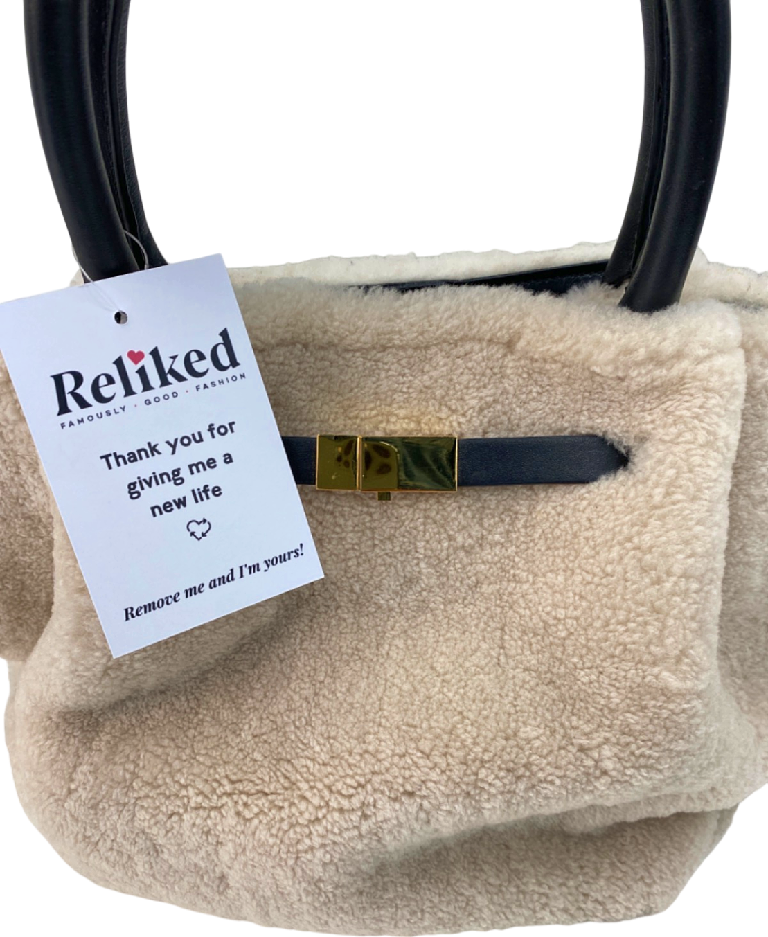 DeMellier Beige Shearling Tote Bag