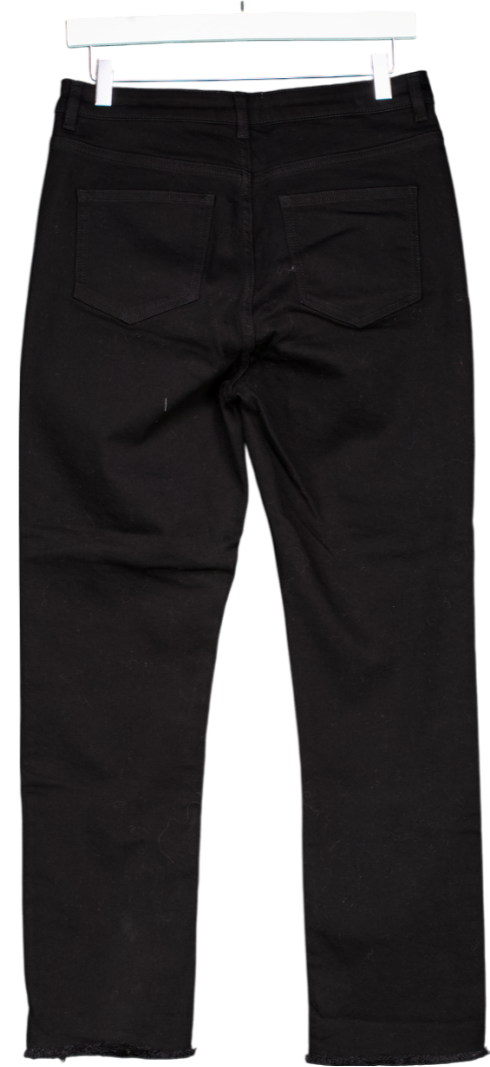 Eleven Loves Black Fray Hem Straight Leg Jeans UK 12