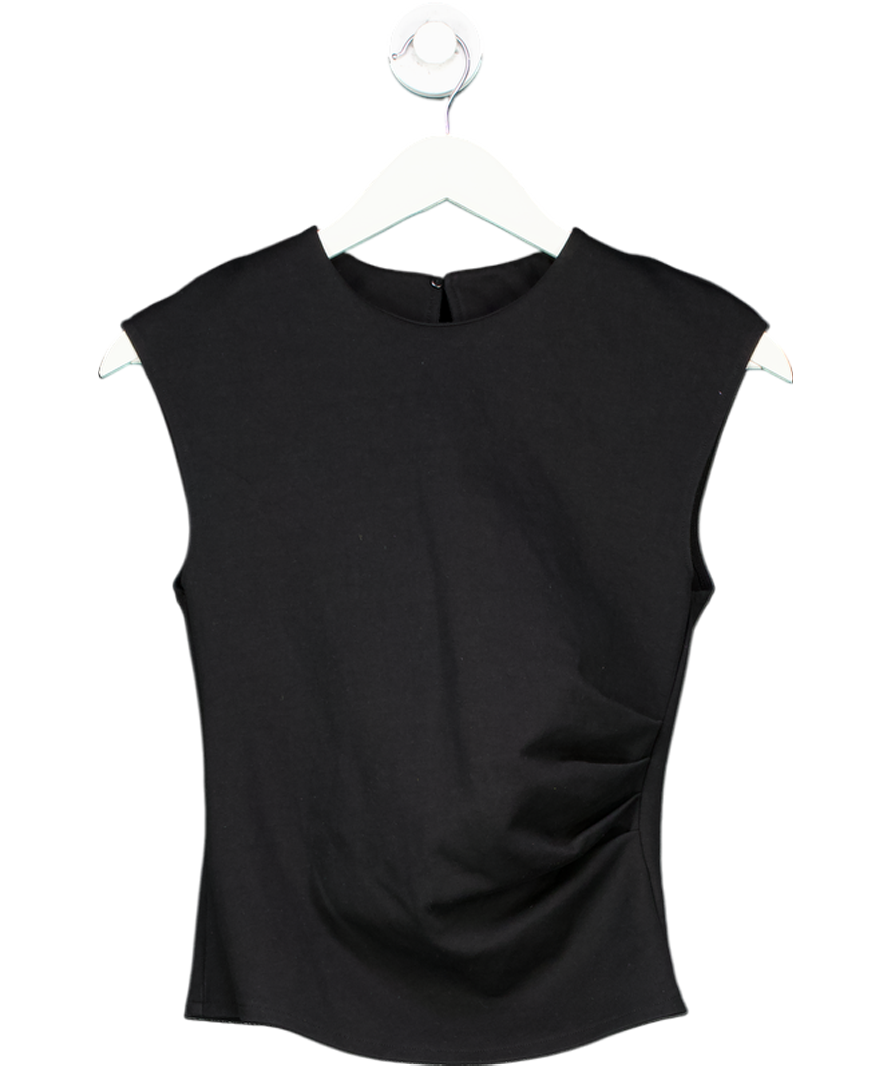 ZARA Black Sleeveless Ruched Top UK S