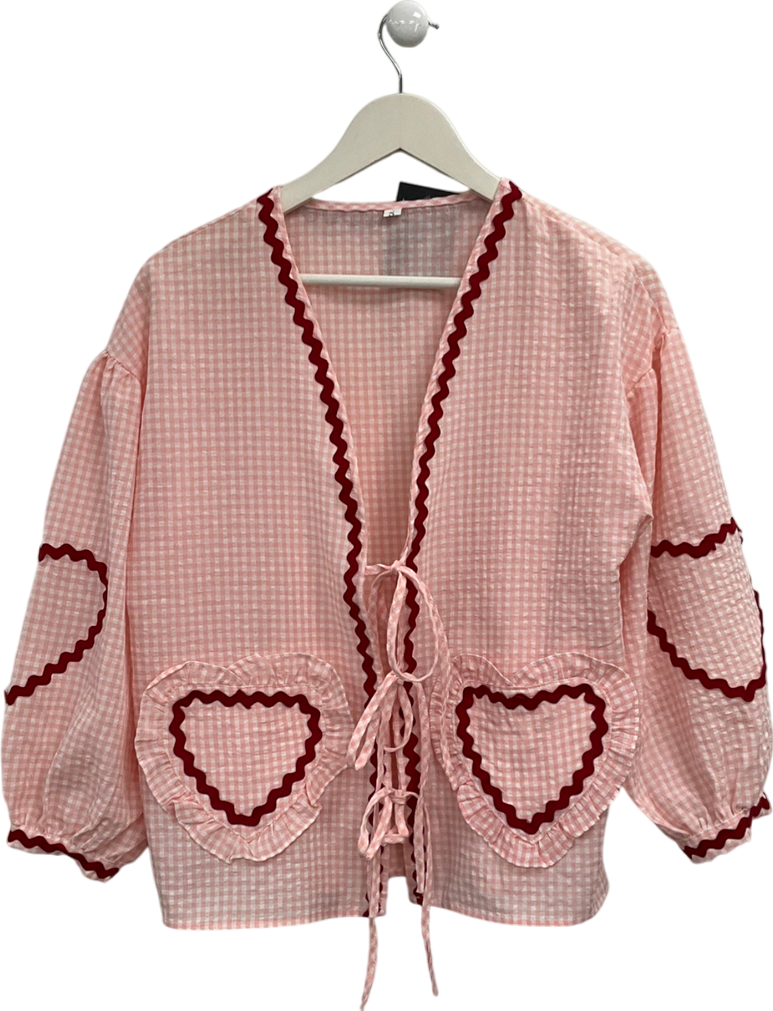 amelia Jane london Candy Pink Gingham Heart Pocket Blouse UK S