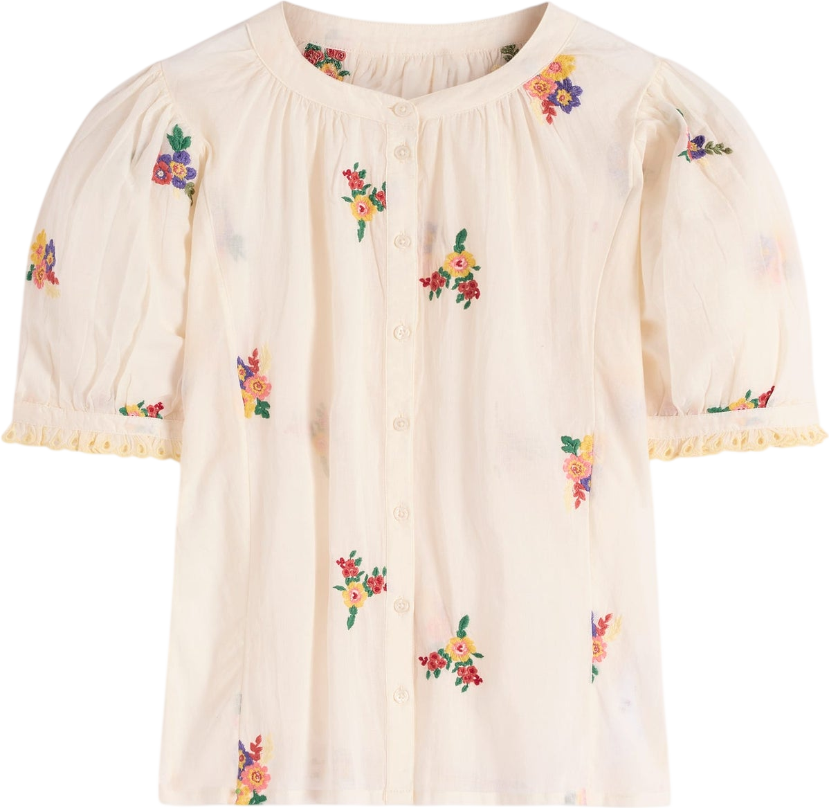 BODEN Camille Embroidered Cotton Top In Cream Floral Embroidery UK 8