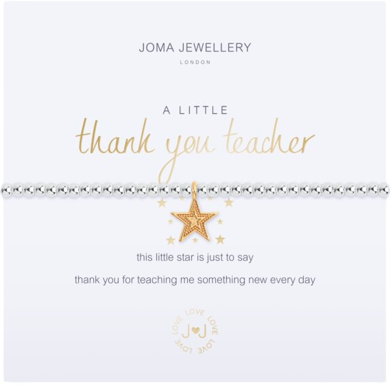 Joma Jewellery Silver & Gold A Little 'thank You Teacher' Bracelet One Size