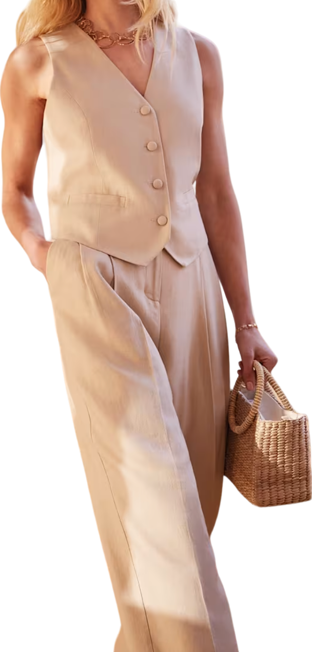 Phase Eight Beige Linen Blend Addison Pleat Front Trouser BNWT UK 8