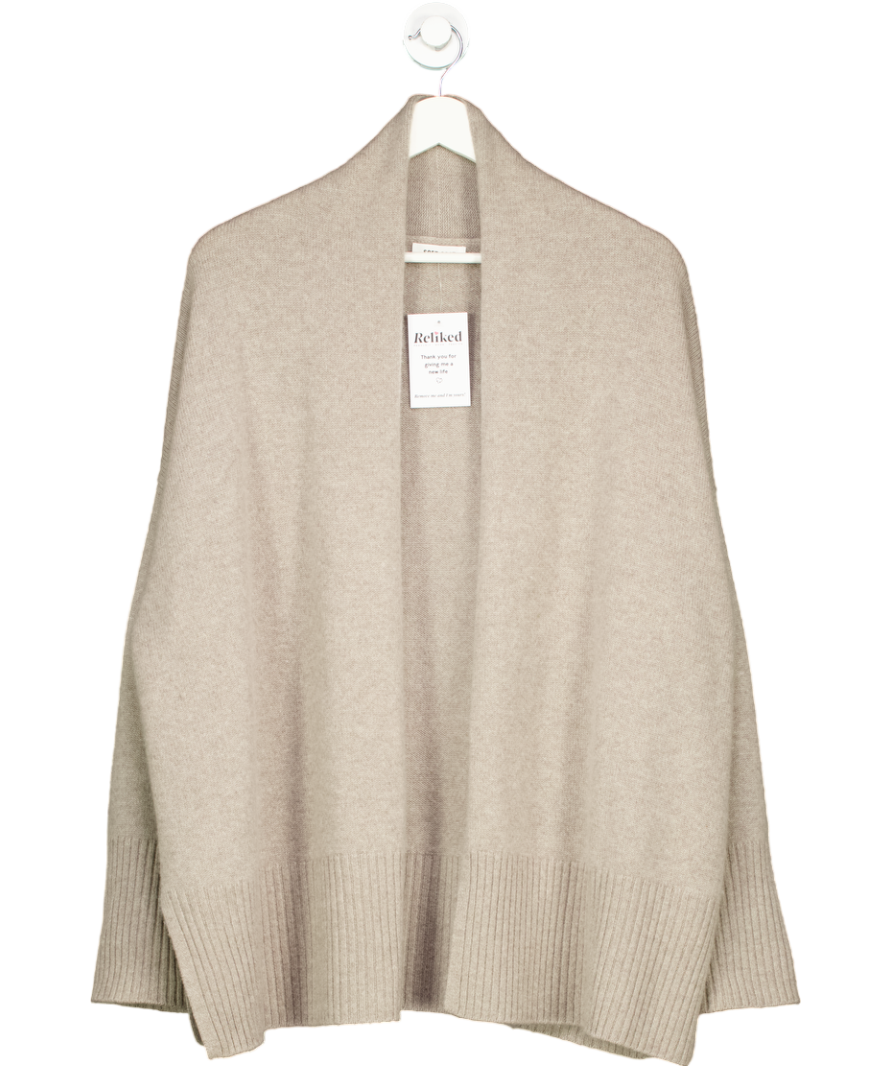 Soft Goat Beige 100% Cashmere Open Cardigan UK S