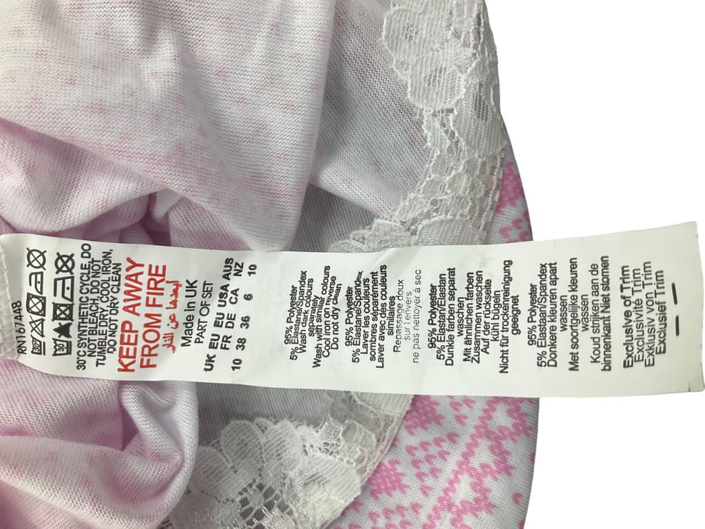 PrettyLittleThing Pink Fairisle Print Pyjama Set UK 10