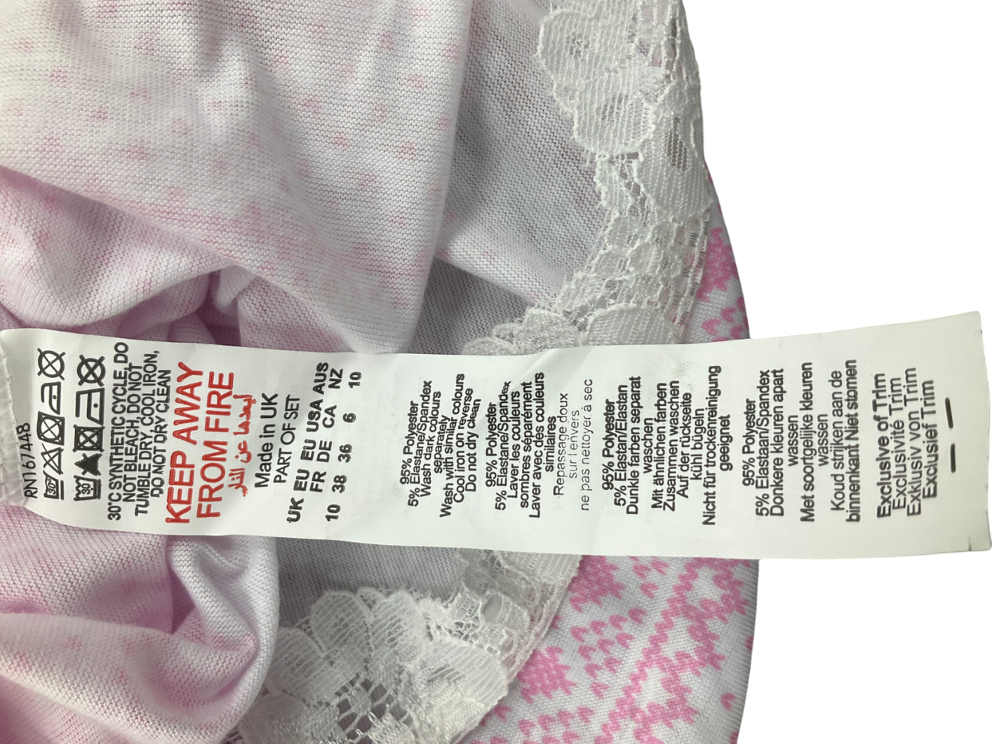 PrettyLittleThing Pink Fairisle Print Pyjama Set UK 10