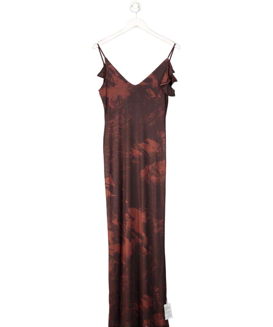 ASOS Mesh Cami Maxi Dress With Cross Back In Purple Floral UK 8