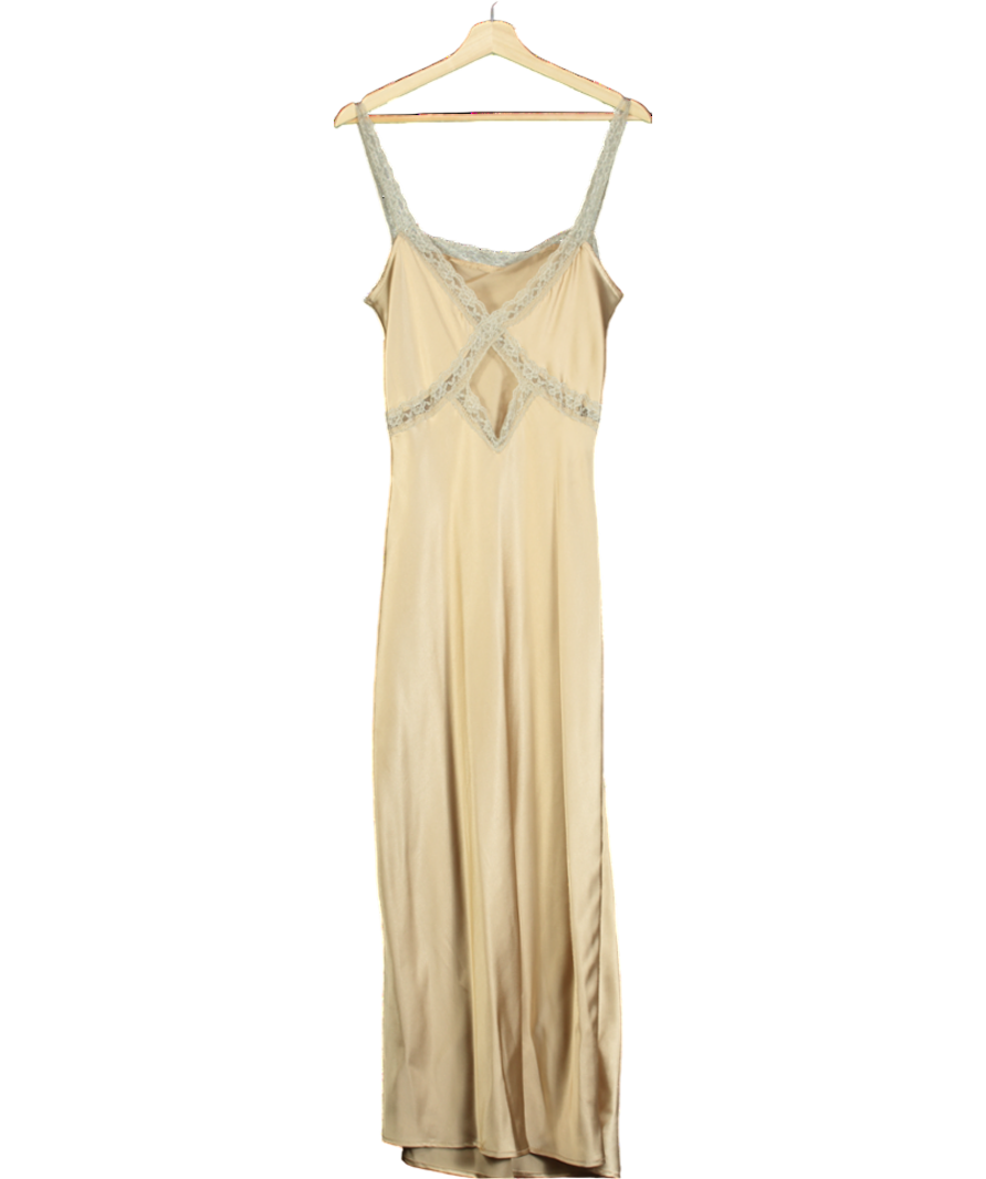 Anthropologie Beige Lace-trimmed Reversible Slip Dress UK S