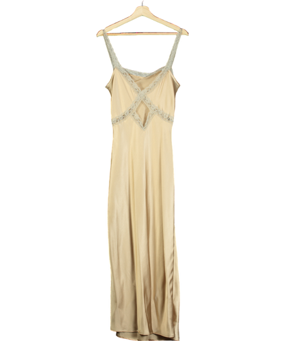 Anthropologie Beige Lace-trimmed Reversible Slip Dress UK S