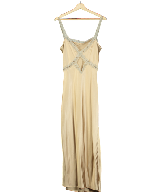 Anthropologie Beige Lace-trimmed Reversible Slip Dress UK S