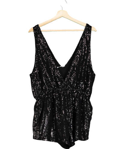 Free People Black High Shine Sequin One-piece UK S