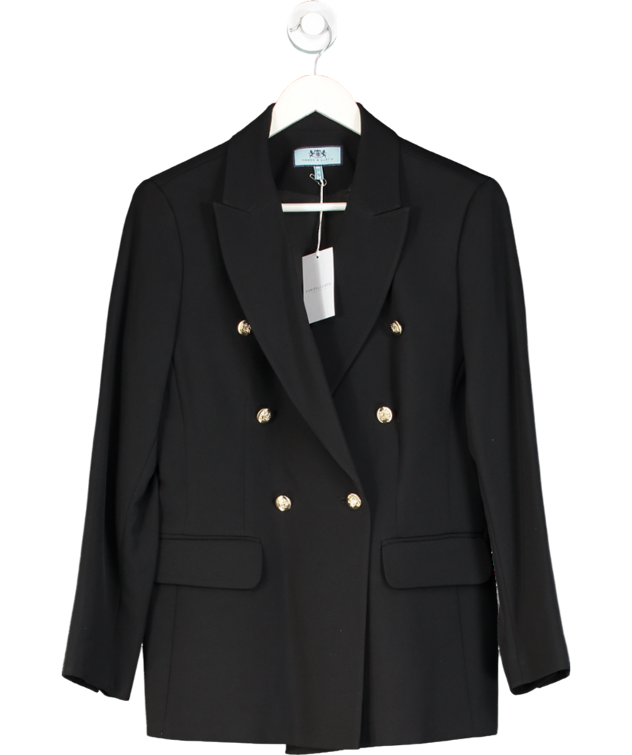 Hawes & Curtis Black Double Breasted Longline Jacket UK 10