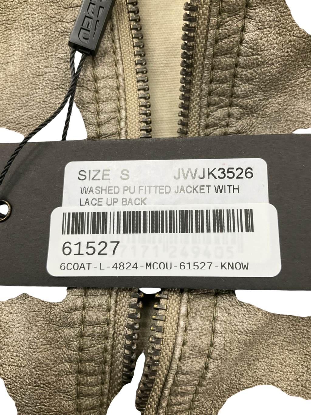 Jaded London Grey Washed Pu Fitted Jacket With Lace Up Back UK S