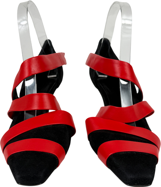 Neous Red And Black Suede Strappy Heels UK 5 EU 38 👠
