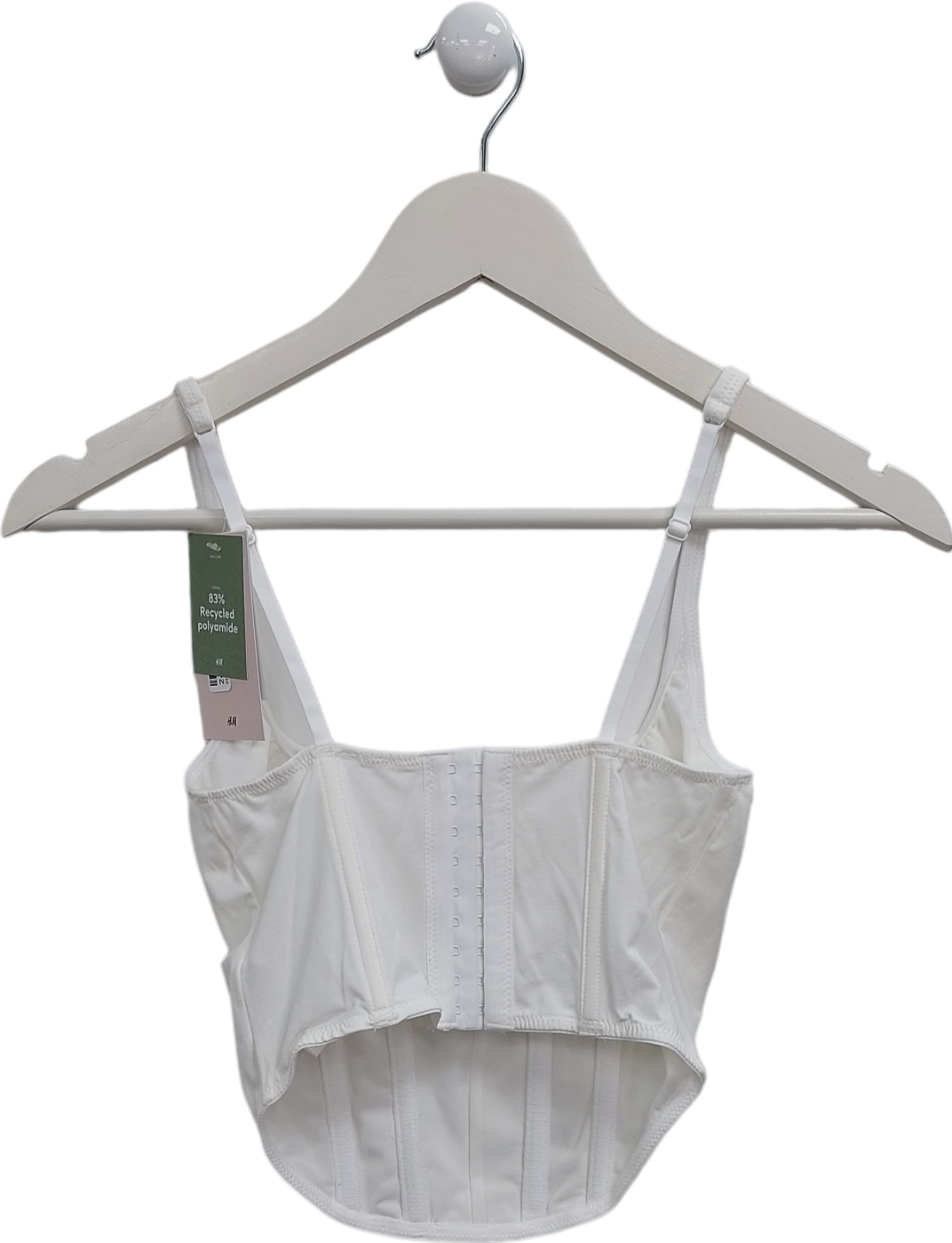 H&M White Strappy Corset Crop Top UK XS