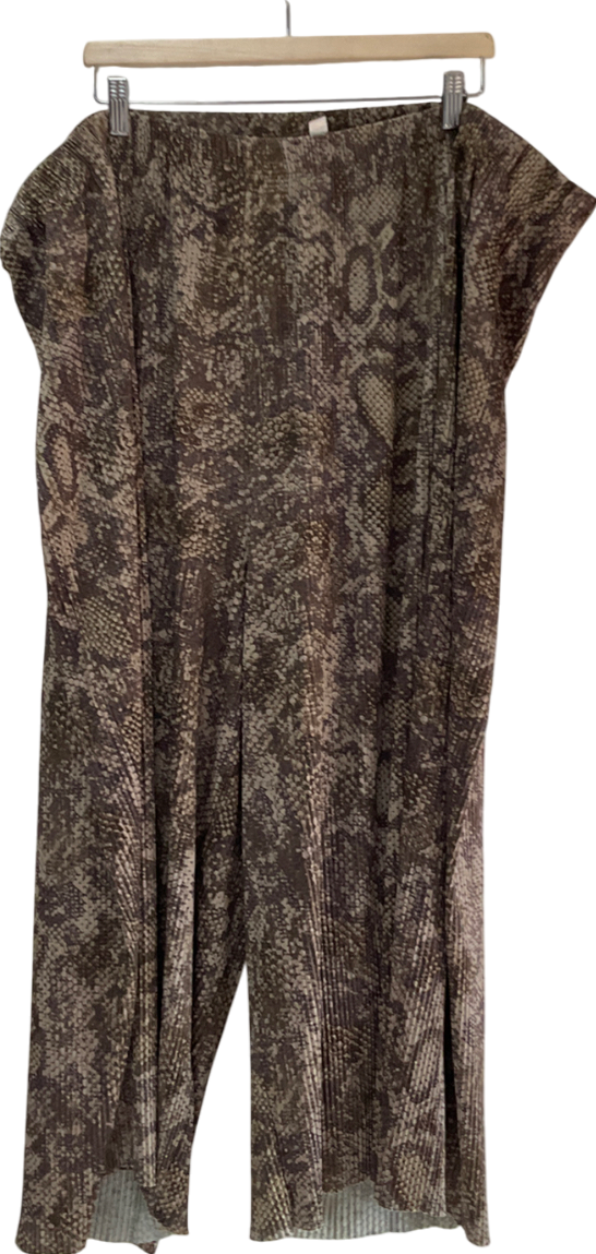 ASOS Green Snake Print Wide Leg Trousers UK 28