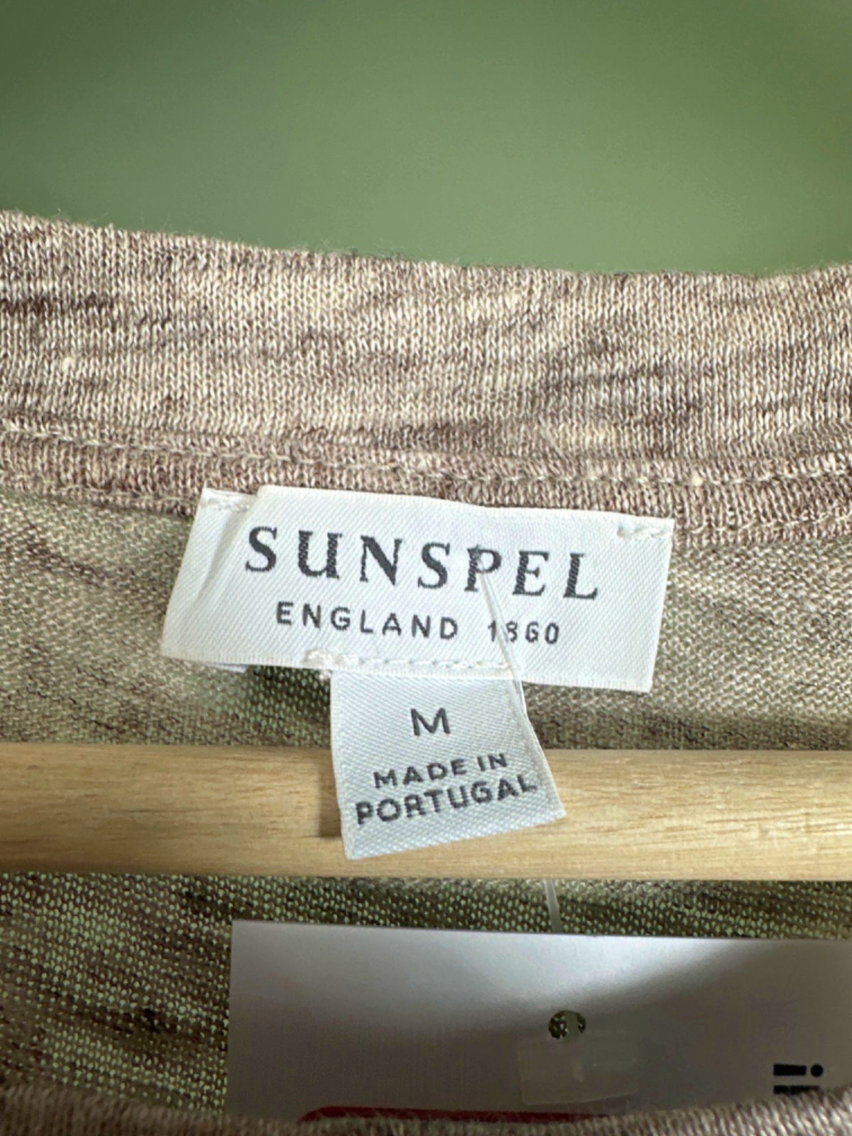 Sunspel Beige Linen T-Shirt UK M