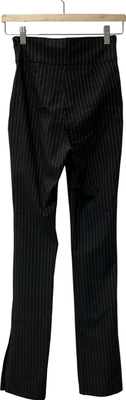 NA-KD Black Elastic Waist Pinstriped Pants UK 8