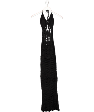 Lyla Wilde Black Crochet Maxi Dress Beach Cover Up UK XS/S