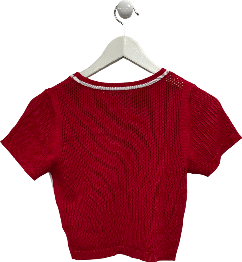 White Fox Red Knitted T-shirt UK S