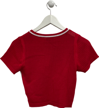 White Fox Red Knitted T-shirt UK S