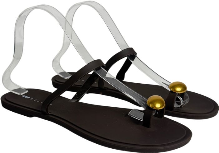 ASOS Brown Fritzi Jelly Sandal With Nugget Detail In Chocolate UK 6 EU 39