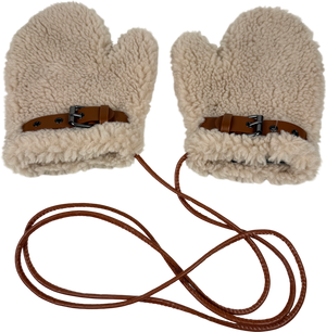 De savary Cream Shearling Mittens One Size