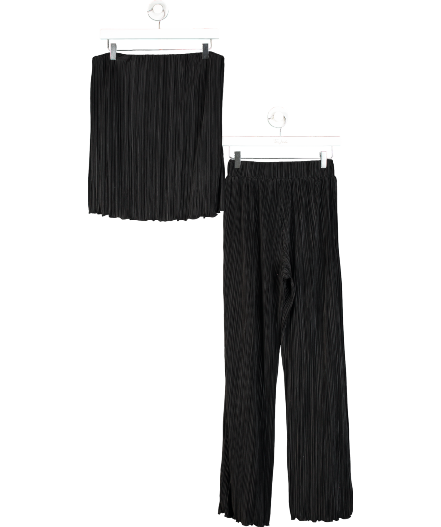 4th & Reckless Black Plisse Bandeau And Wide Leg Trousers UK 8