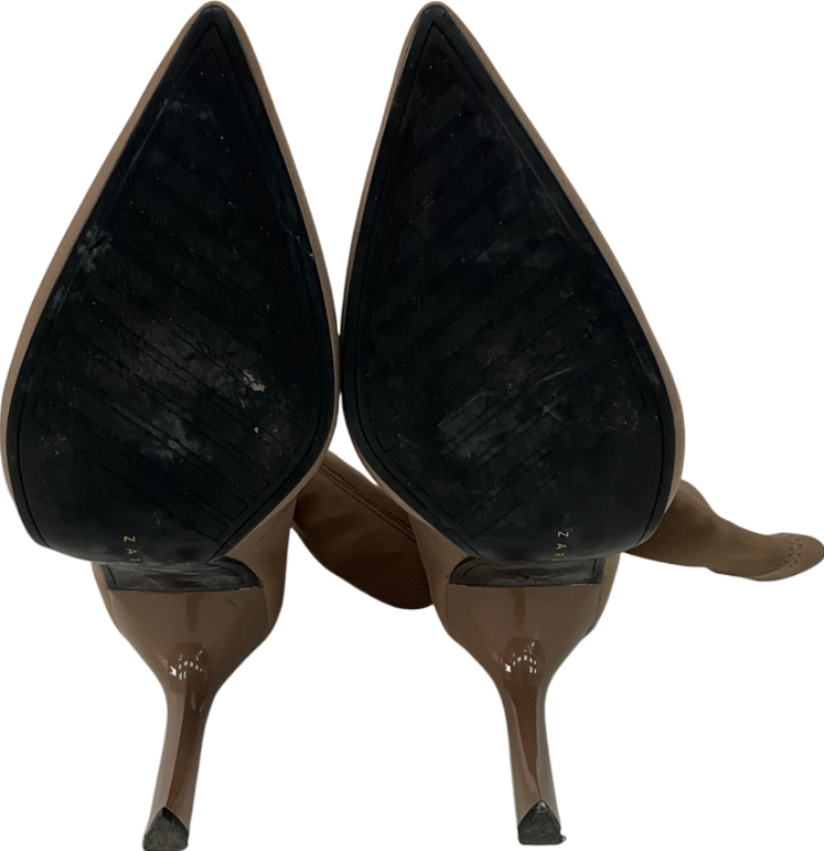 ZARA Brown Stiletto Sock Boots UK 4 EU 37 👠