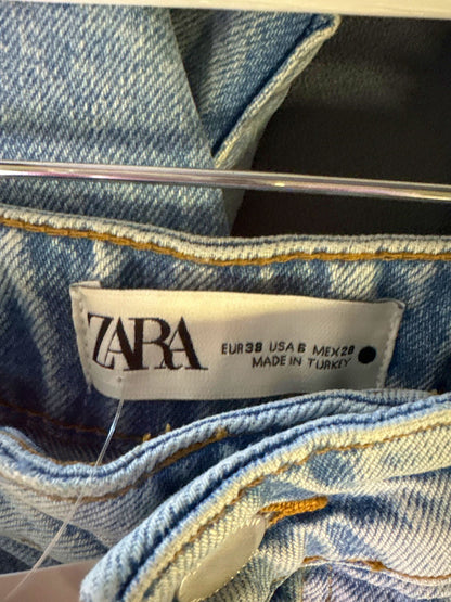 Zara Light Blue Denim Cargo Shorts UK 10