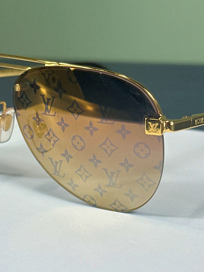 Louis Vuitton Gold Clockwise Aviator Sunglasses